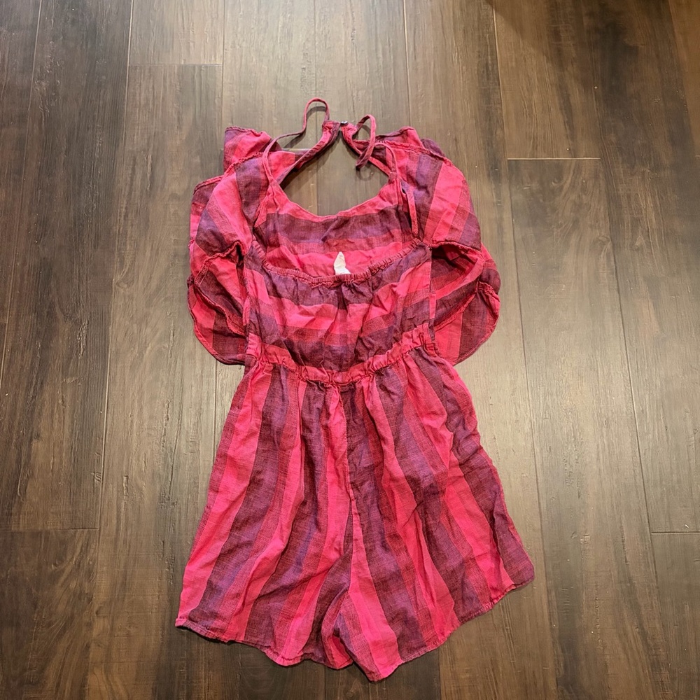 Amadi Anthropologie Tiered Romper Women’s Small Linen Blend - Picture 7 of 9